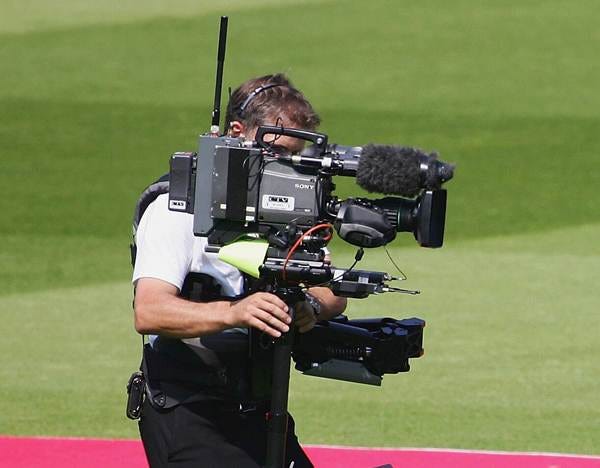A professional camera setup for international cricket